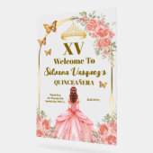 Blush Pink and Gold Welcome Sign for Quinceanera (Angle)