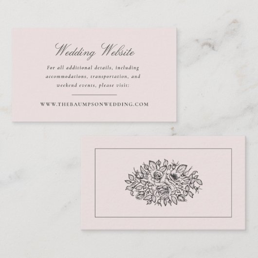 Blush Pink and Grey Elegant Floral Website Informatiekaartje (Voorkant / Achterkant)