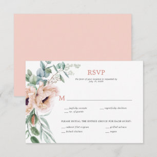 Blush Pink and Ivory Poppies, Eucalyptus, Griekenl RSVP Kaartje