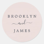 Blush Pink and Navy Wedding Envelope Seals Ronde Sticker (Voorkant)