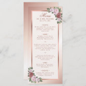 Blush Pink and Roos Gold Floral Wedding Menu (Voorkant / Achterkant)