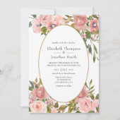 Blush Pink and Roos Gold Wedding Kaart (Voorkant)