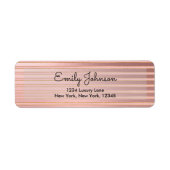 Blush Pink and Rose Gold Foil with Stripes Etiket (Voorkant)