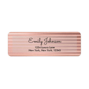 Blush Pink and Rose Gold Foil with Stripes Etiket