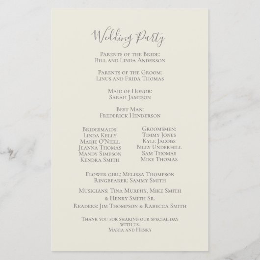 Blush Pink and White Floral Wedding Programs (Achterkant)