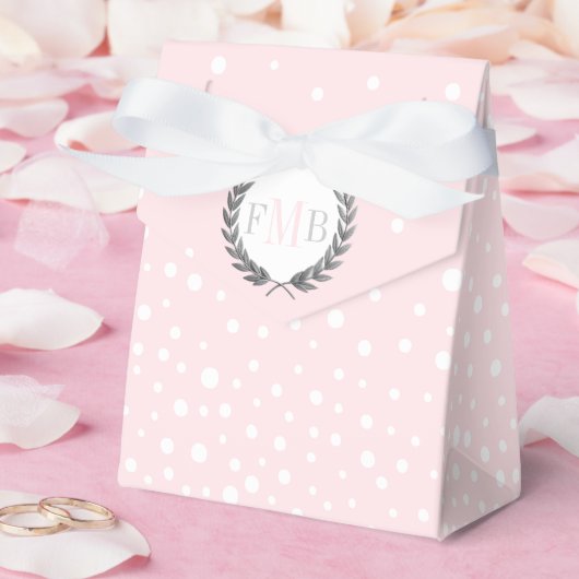 Blush pink and white polka dot pattern wedding fav bedankdoosjes (Huwelijk)