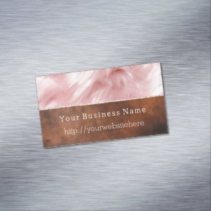 Blush Pink Animal Fur Bruin Koeienhuid Magnetisch Visitekaartje