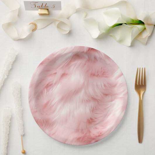 Blush Pink Animal Fur Papieren Bordje (Huwelijk)