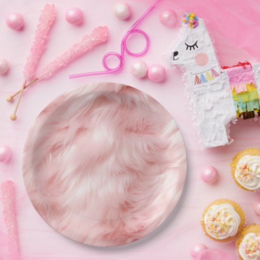 Blush Pink Animal Fur Papieren Bordje (Feest)