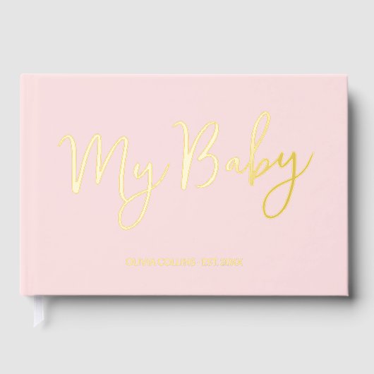 Blush Pink Baby Book Gold Foil Keepsaké pour mère (Recto)