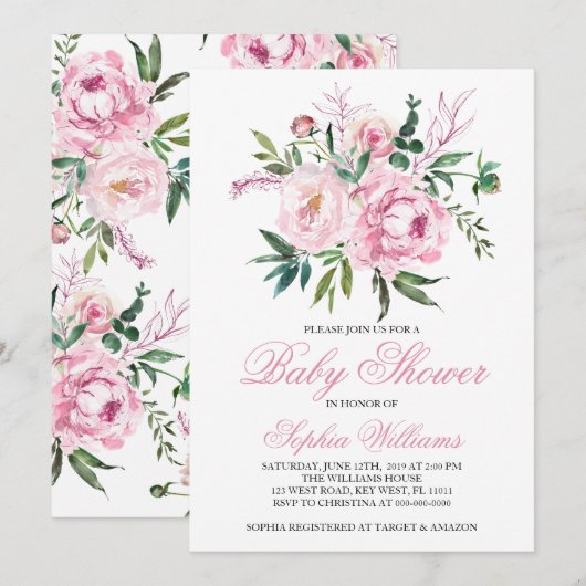 Blush Pink Baby Shower Invitation (Devant / Derrière)
