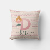 Blush Pink Ballerina Monogram D – Gepersonaliseerd Kussen (Voorkant)