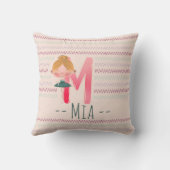 Blush Pink Ballerina Monogram M – Personalized Art Kussen (Achterkant)