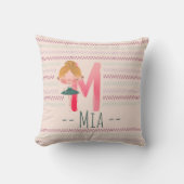 Blush Pink Ballerina Monogram M – Personalized Art Kussen (Voorkant)