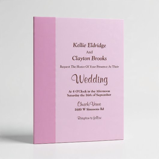 Blush Pink Bar Wedding Invitation