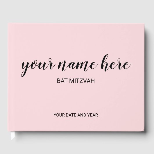 Blush Pink Bat Mitzvah gastenboek (Voorkant)