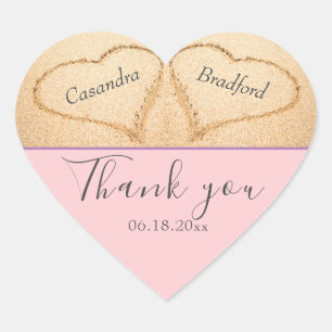 Blush Pink Beach 2 hart zand bruiloft dank u Sticker