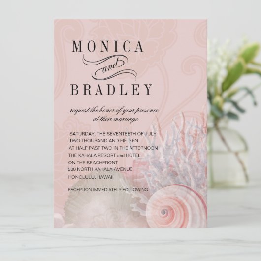 Blush Pink Beach Weddenschap | Seashell Dreams Kaart (Staand voorkant)