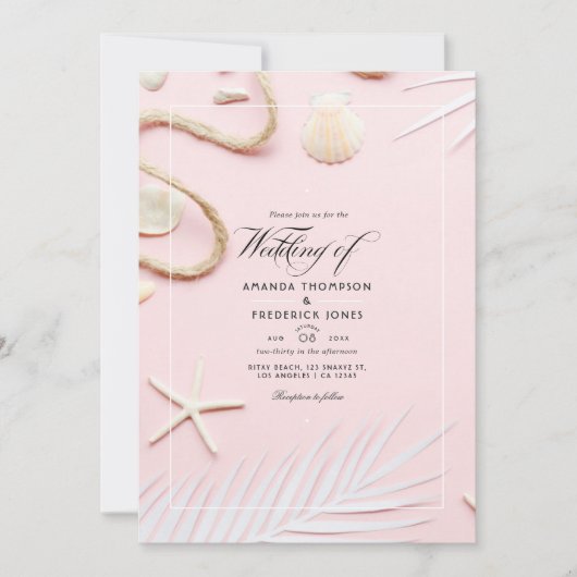 Blush Pink Beach Wedding Invitation (Devant)