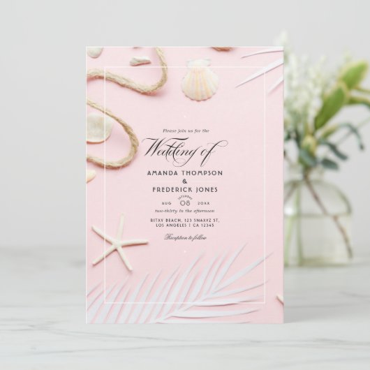 Blush Pink Beach Wedding Invitation (Debout devant)