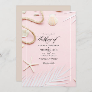 Blush Pink Beach Wedding Invitation