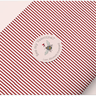 Blush Pink Bee Mijn Valentijn Honingbij Ronde Sticker