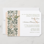 Blush Pink  Birds HoneySuckle Wedding Kaart (Voorkant)