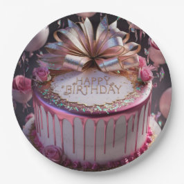 Blush Pink Birthday Cake Celebration Papieren Bordje
