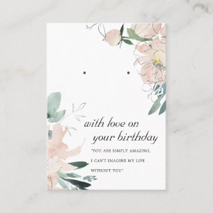 BLUSH PINK BIRTHDAY FRIEND EARRING DISPLAY CARD PLAATSKAARTJE
