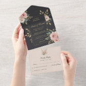 Blush Pink & Black All-In-One Wedding Invitation (Déchirure)