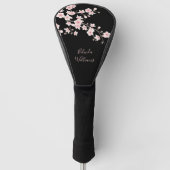 Blush Pink Black Cherry Blossom Monogram Golfheadcover (Voorkant)