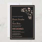 Blush Pink Black Floral Wedding Kaart (Voorkant)