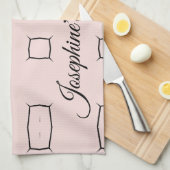 Blush Pink Black Personalized Geometric Minimal Theedoek (Quarter Fold)