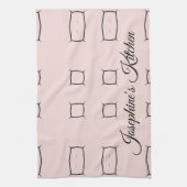 Blush Pink Black Personalized Geometric Minimal Theedoek (Verticaal)