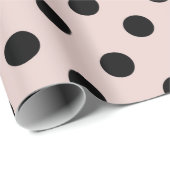 Blush Pink & Black Polka Dots Dot Pattern Cadeaupapier (Rol Hoek)