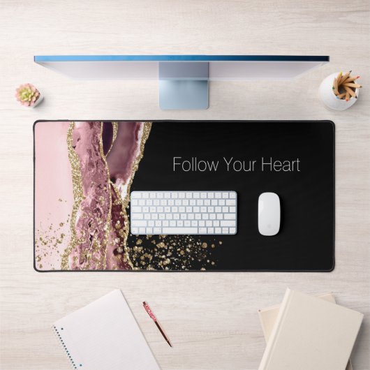 Blush Pink Black Roos Gold Glitter Bureaumat (Kantoor 1)