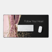 Blush Pink Black Roos Gold Glitter Bureaumat (Keyboard & Muis)