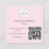 Blush Pink Black Script 3 Photo Logo QR Code Vierkante Visitekaartje (Achterkant)
