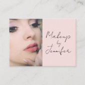 Blush Pink Black Script Fotomake-up Visitekaartje (Voorkant)