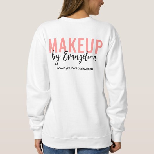 Blush Pink Black Script Logo Makeup Employee Trui (Achterkant)