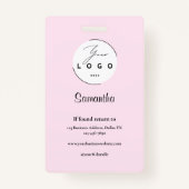 Blush Pink Black Script Logo Photo Makeup Badge (Dos)