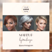 Blush Pink Black Script Logo Photo Makeup Studio Raamsticker (Vel 2)