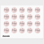 Blush Pink Black Script Makeup Ronde Sticker (Vel)