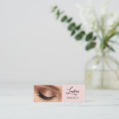 Blush Pink Black Script Photo Lashes Mini Visitekaartje (Staand voorkant)