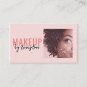 Blush Pink Black Script Photo Makeup Artist Visitekaartje (Voorkant)