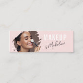 Blush Pink Black Script Photo Makeup Mini Visitekaartje (Voorkant)