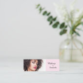 Blush Pink Black Script Photo Makeup Mini Visitekaartje (Staand voorkant)