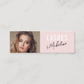 Blush Pink Black Script Photo Makeup Mini Visitekaartje (Voorkant)