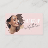 Blush Pink Black Script Photo Makeup Visitekaartje (Voorkant)