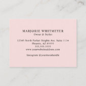 Blush Pink Black Script Photo Makeup Visitekaartje (Achterkant)